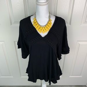 FRANCESCA'S Crochet Embroidered Boho Blouse S